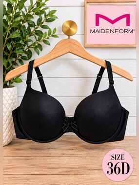 🖤 Maidenform Black Lightly Lined Underwire Bra 36D Adjustable Straps